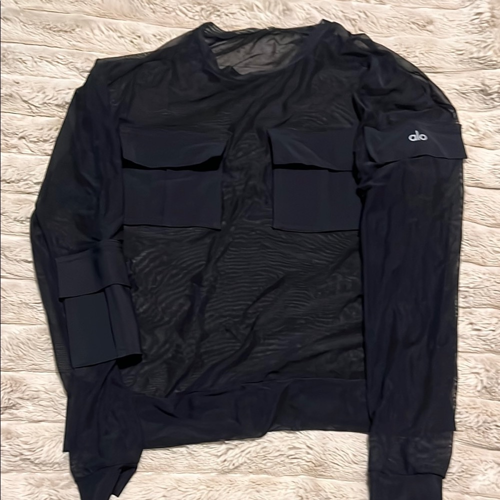 Alo Black Mesh Long Sleeve Top